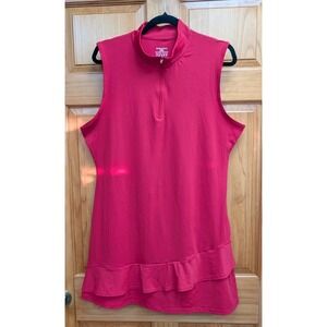 Gradual Women's XXL Dress Designed in Italy 1/2 Zip Front Red Sleeveless